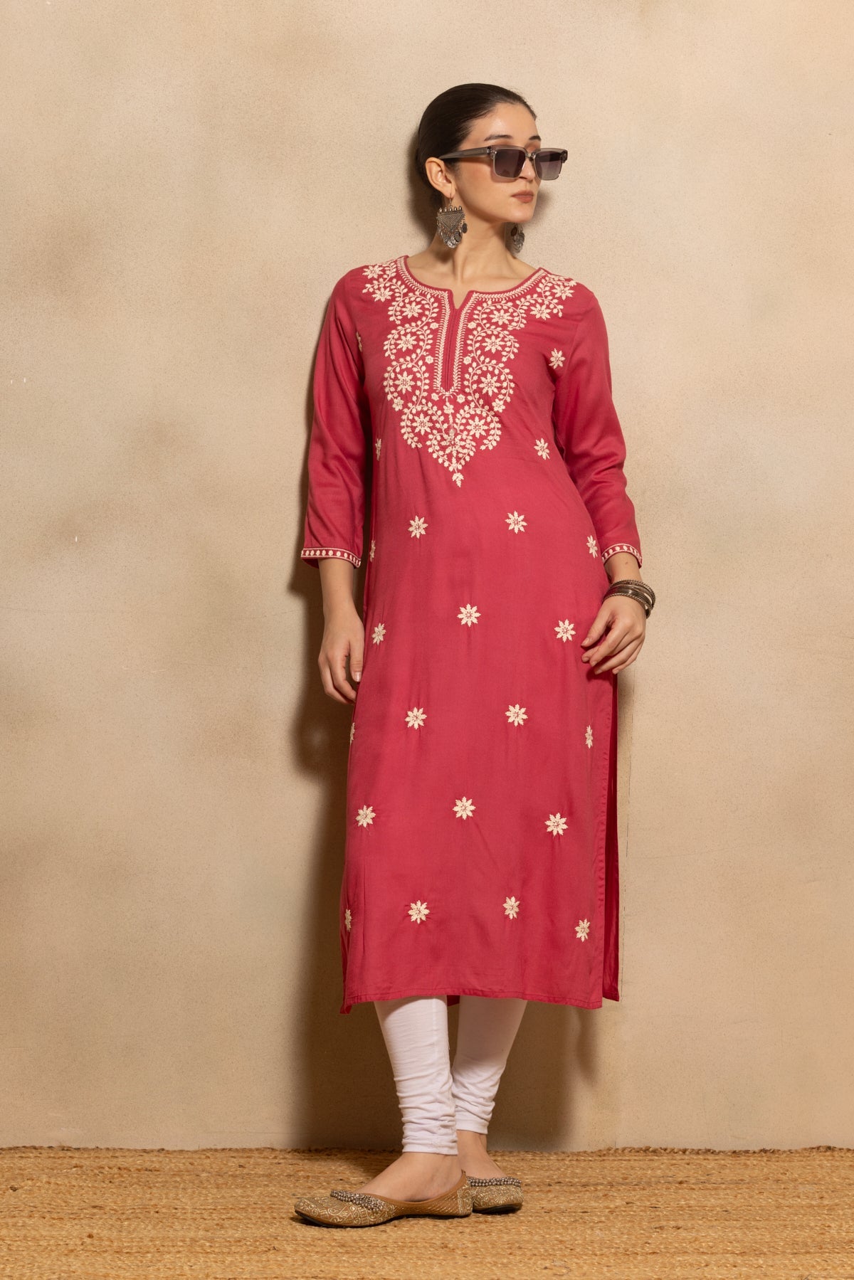 Pink Embroidered Kurta