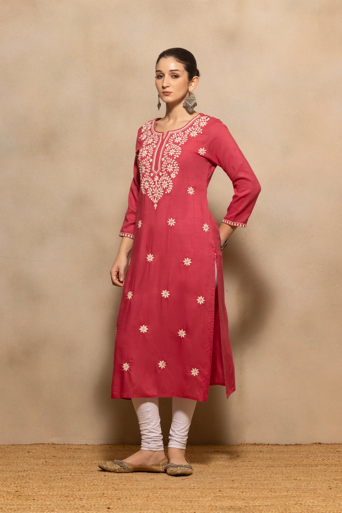 Pink Embroidered Kurta