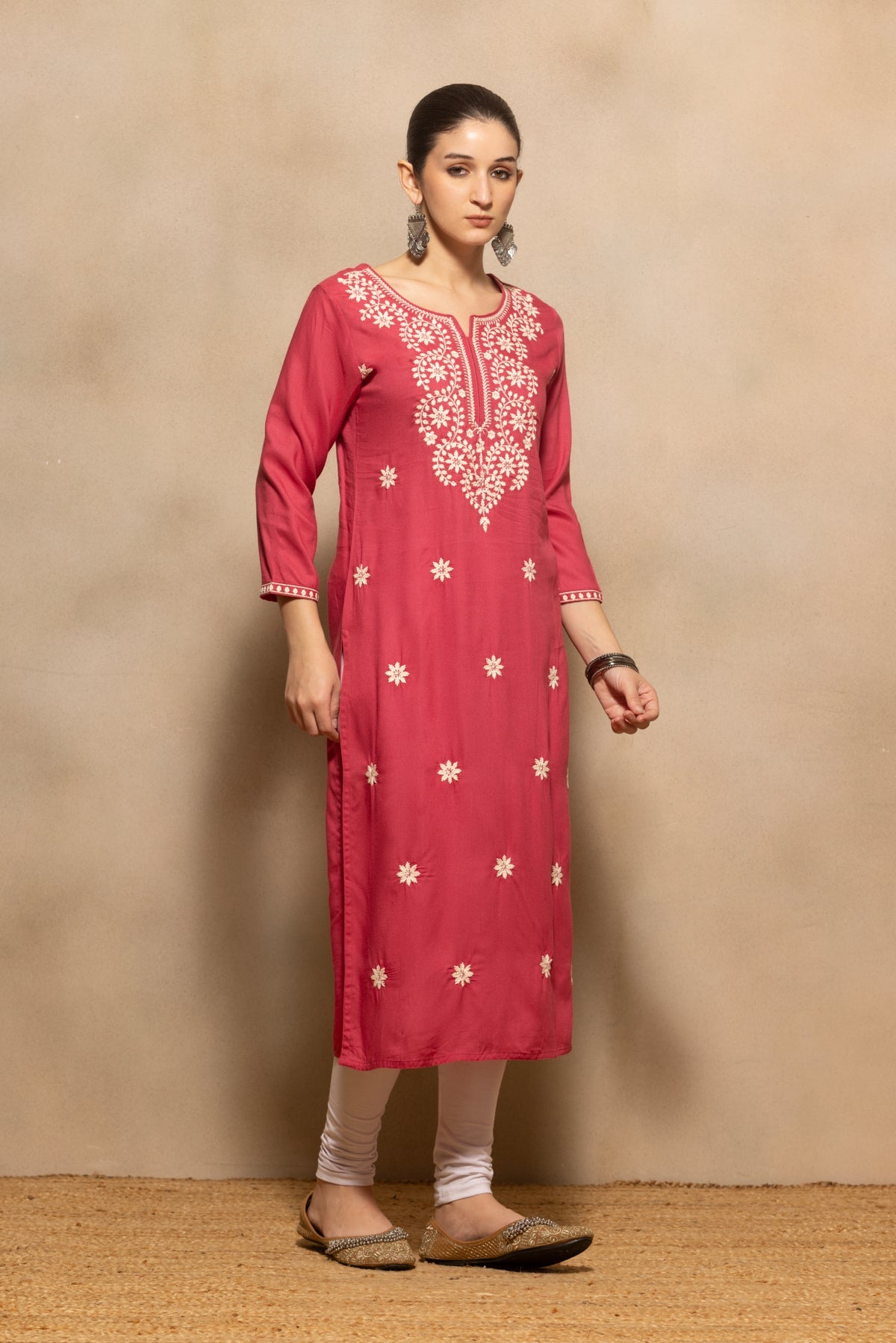 Pink Embroidered Kurta