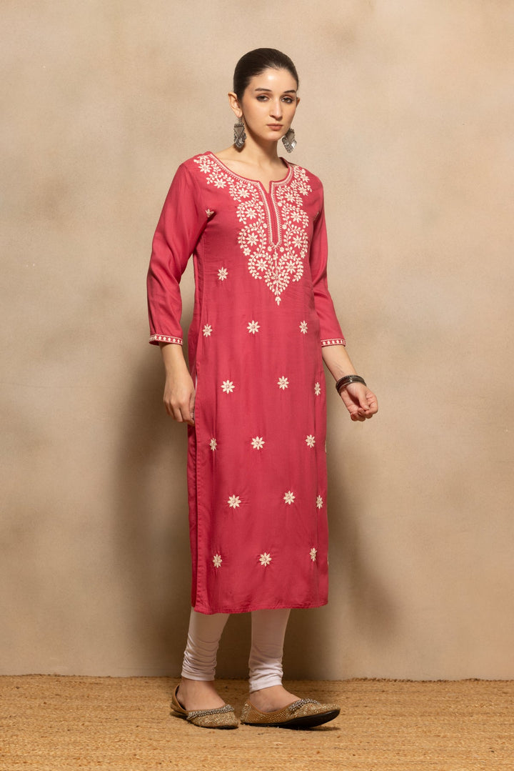 Pink Embroidered Kurta