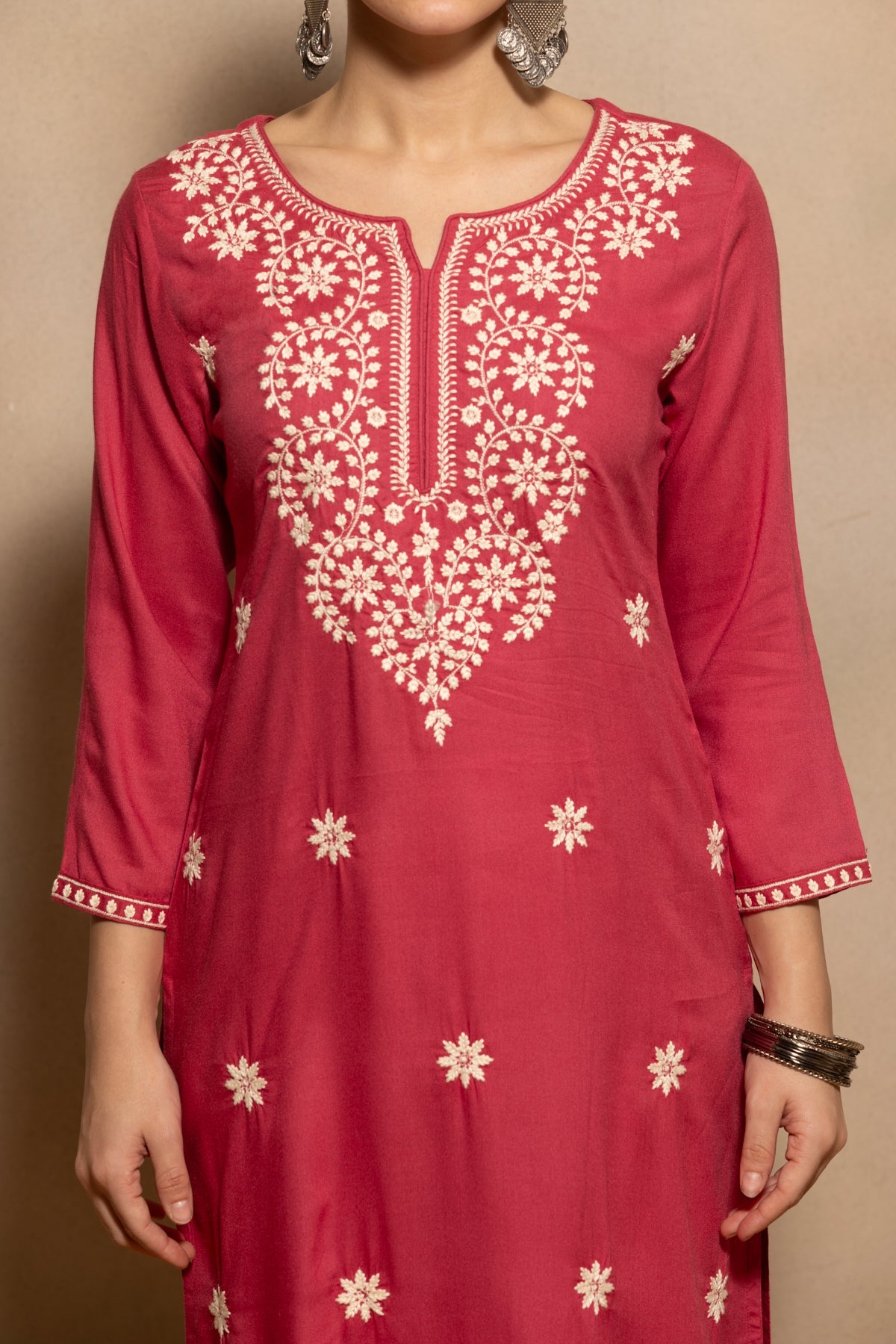 Pink Embroidered Kurta