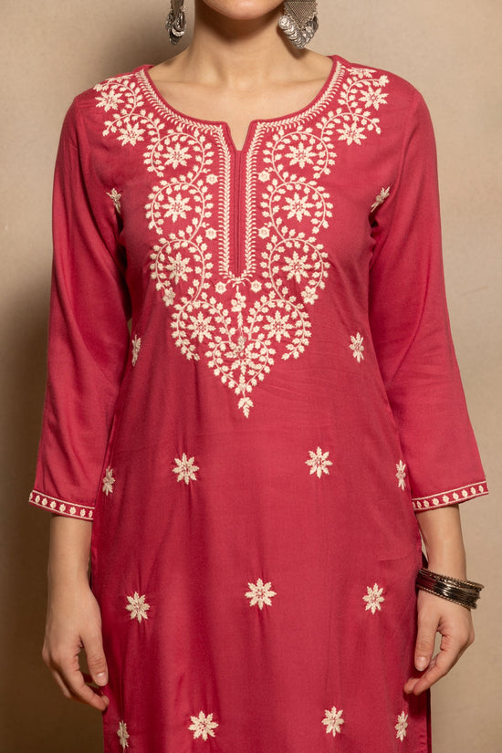 Pink Embroidered Kurta