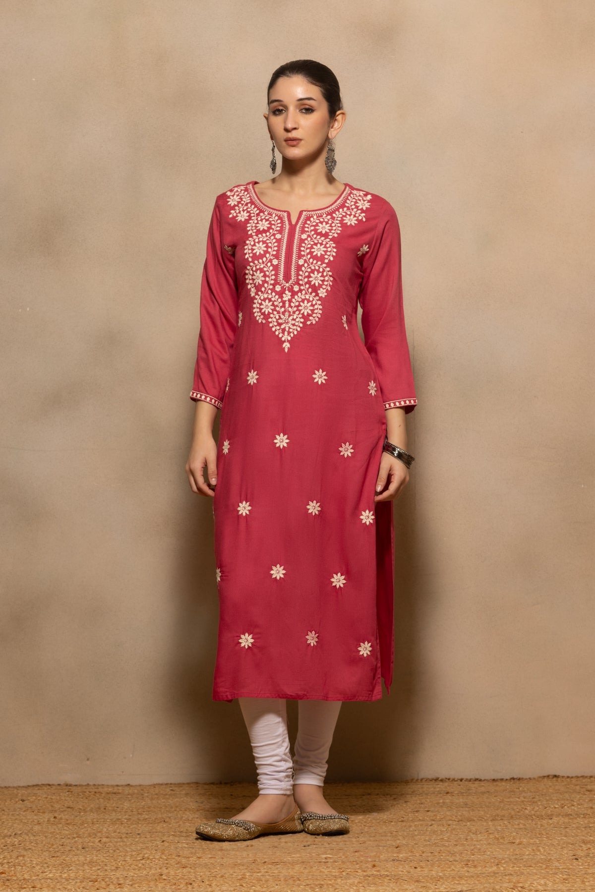 Pink Embroidered Kurta