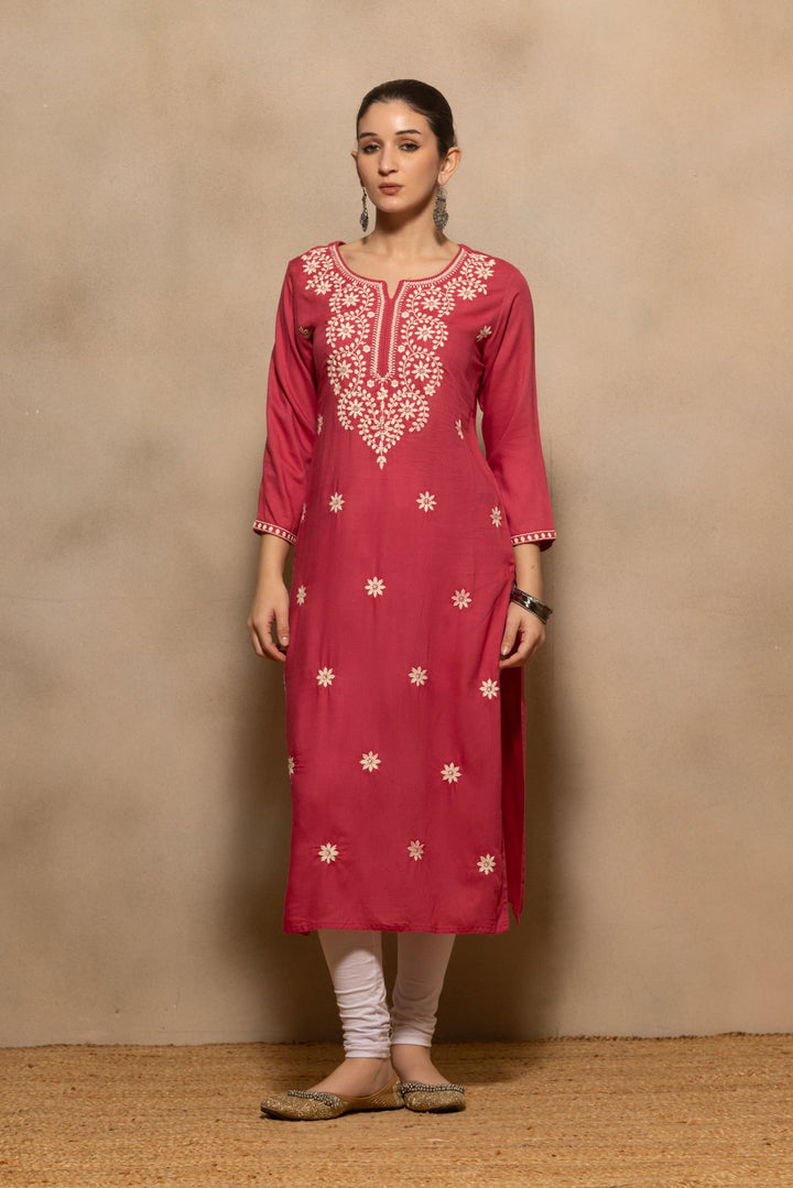 Pink Embroidered Kurta