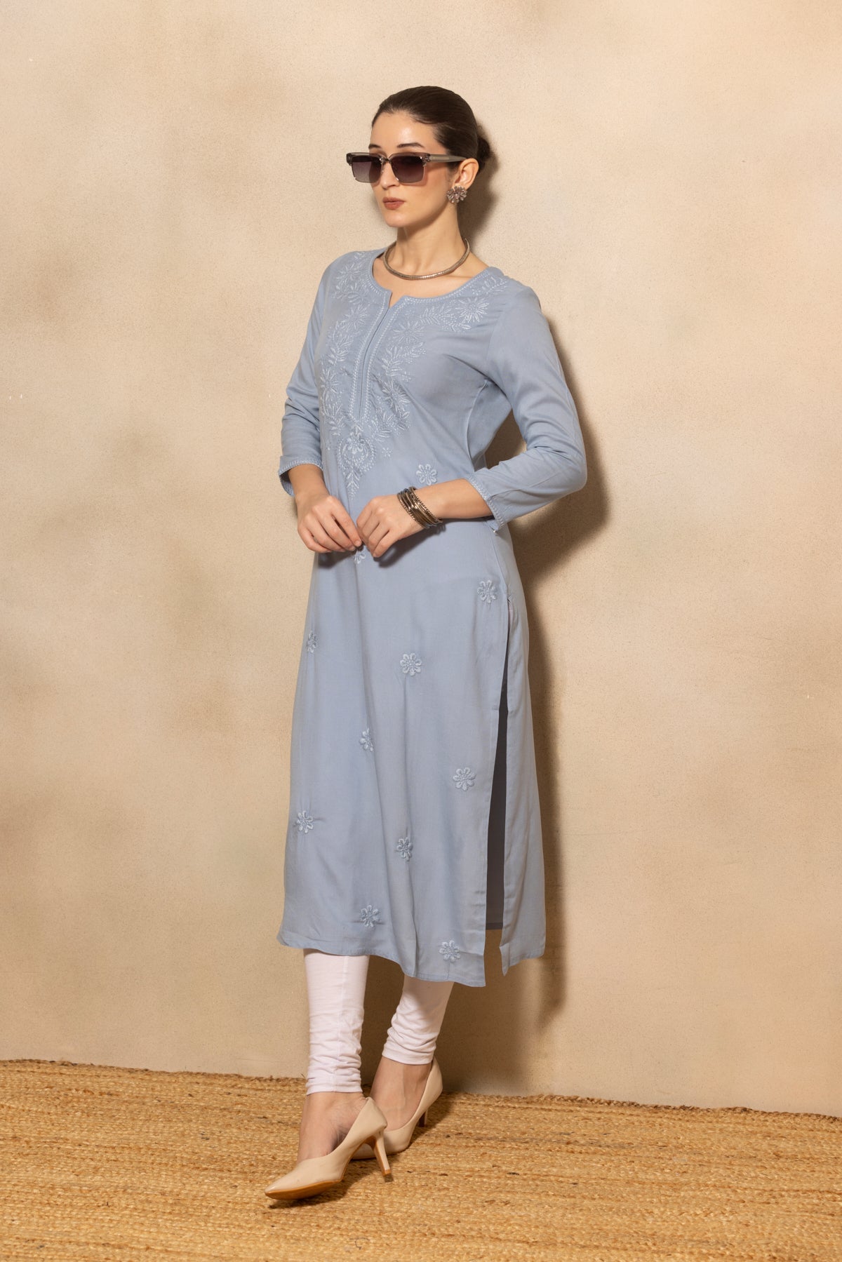 Blue Embroidered Kurta