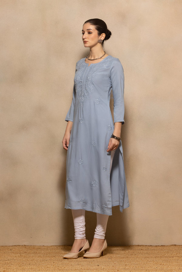 Blue Embroidered Kurta