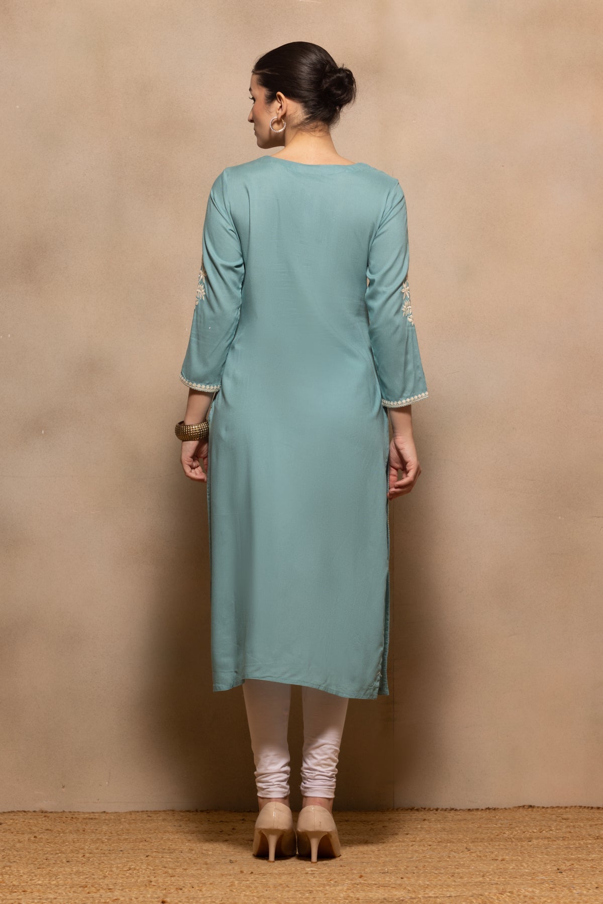 Green Embroidered Kurta