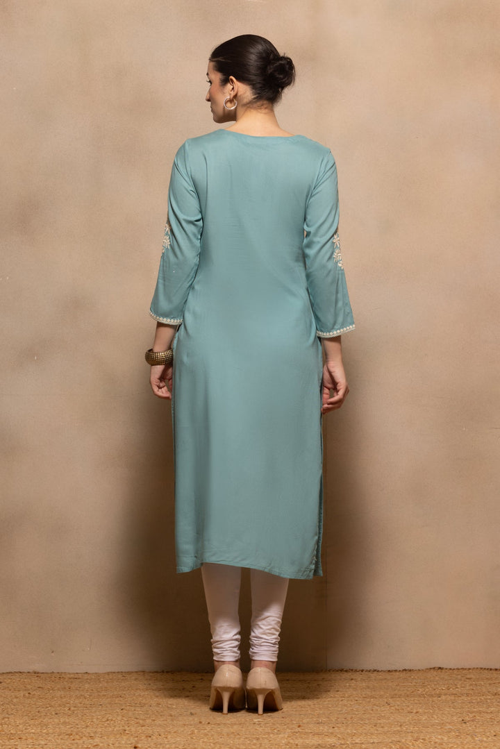 Green Embroidered Kurta