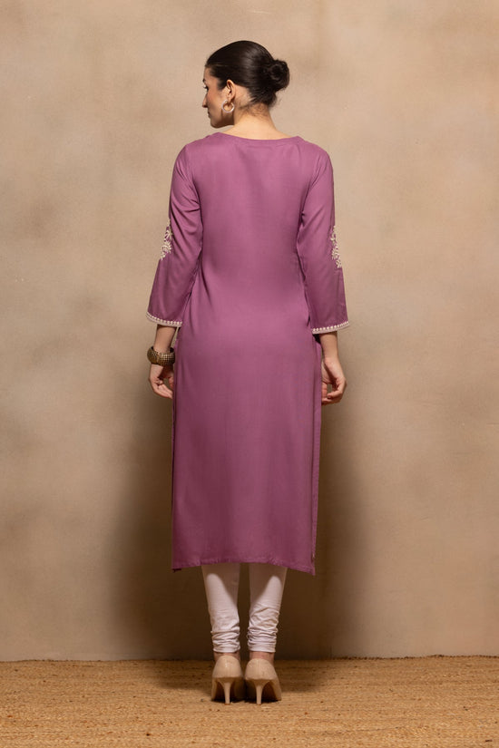 Purple Embroidered Kurta