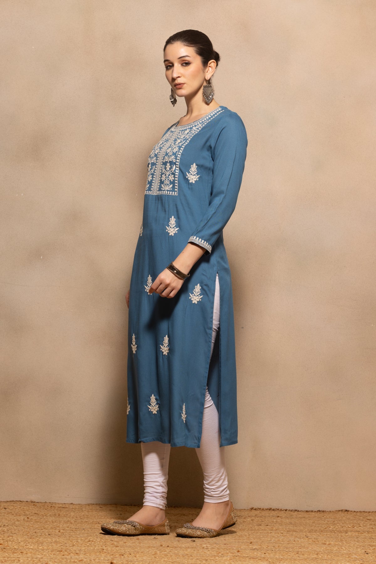 Teal Embroidered Kurta Set