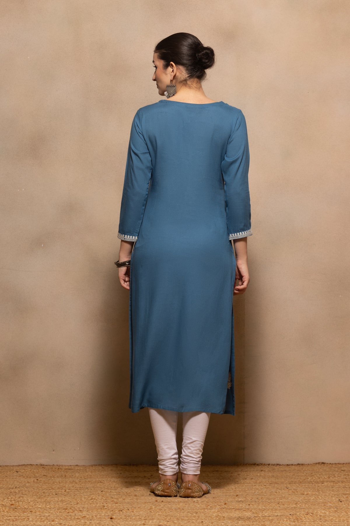 Teal Embroidered Kurta Set