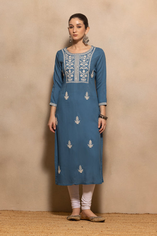 Teal Embroidered Kurta Set