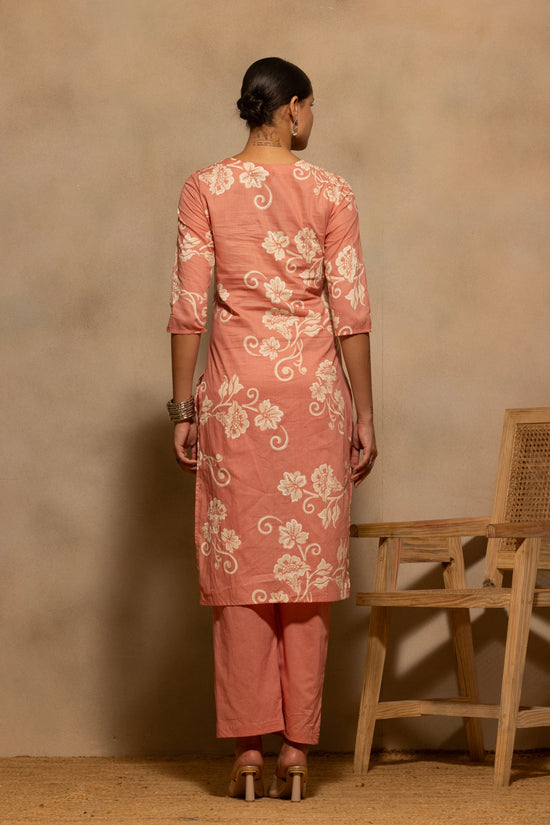Pink Floral Printed Kurta 3 Pcs Set