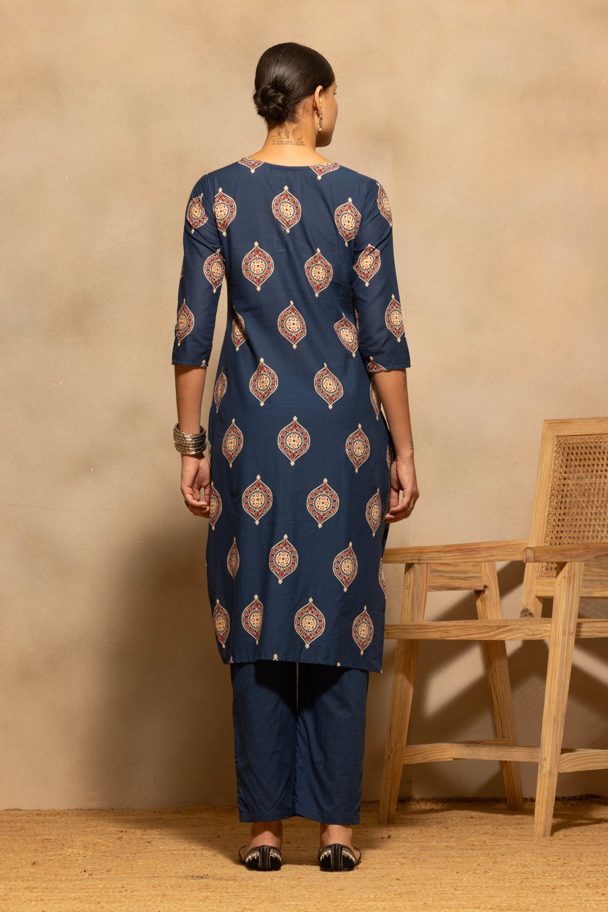 Blue Abstract Printed Kurta 3 Pcs Set
