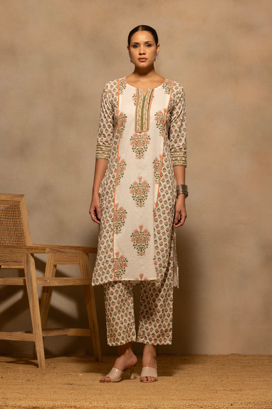 Cream Floral Printed Kurta 3 Pcs Set