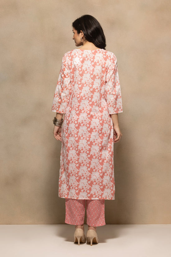 Pink Floral Printed Kurta 3 Pcs Set