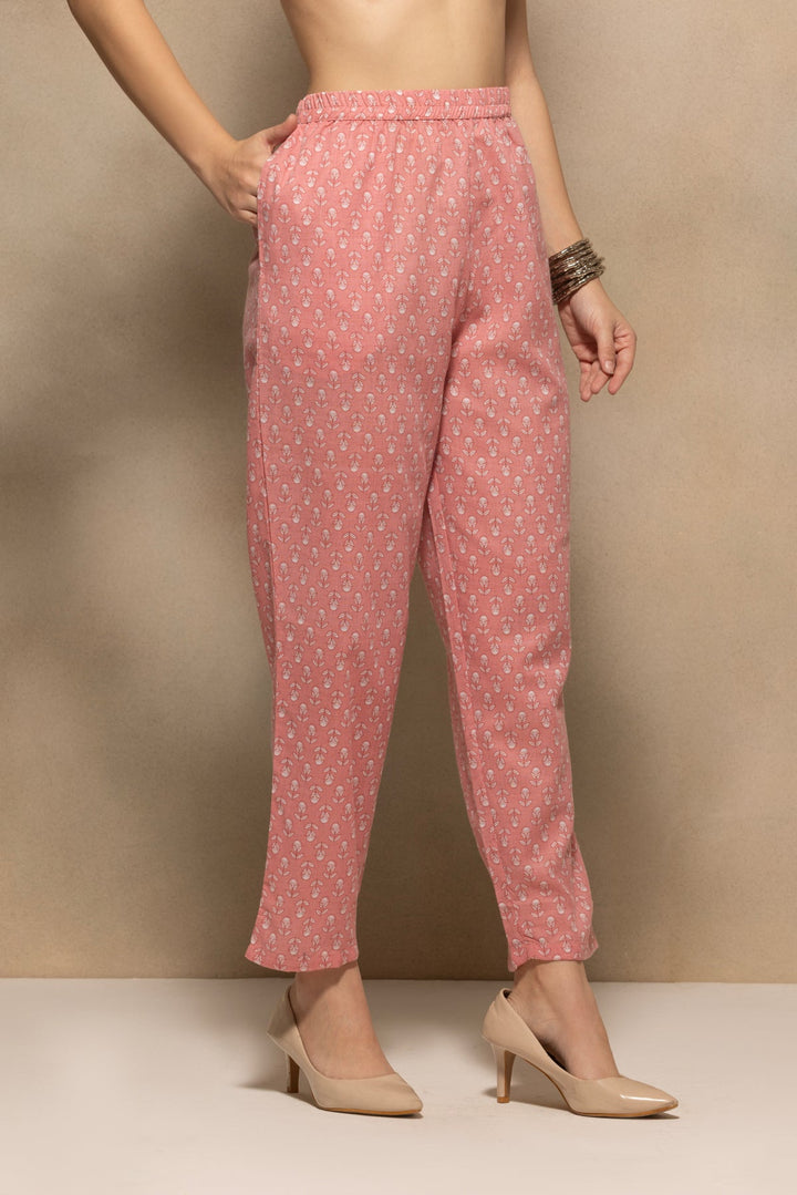 Pink Floral Printed Kurta 3 Pcs Set