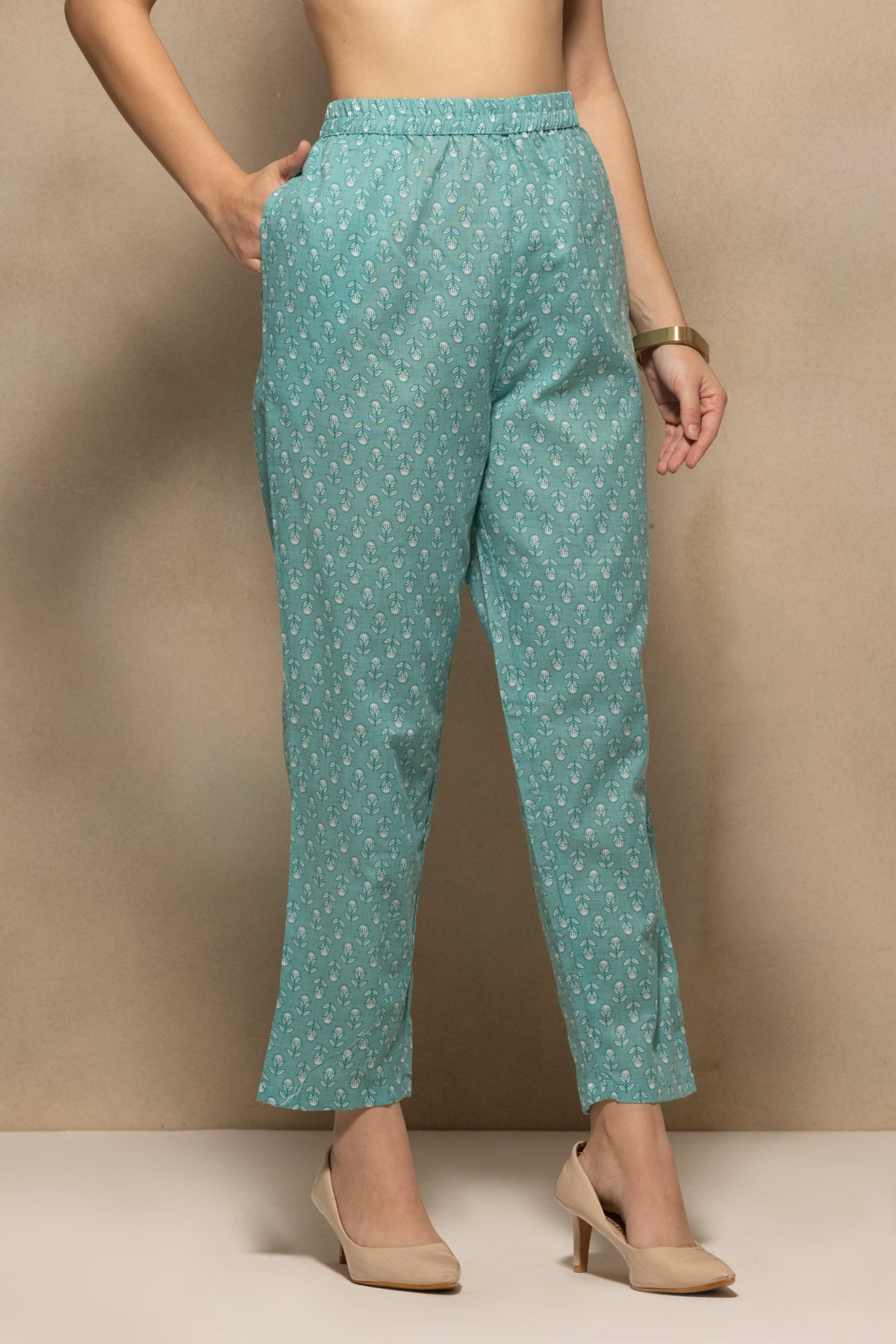 Green Floral Printed Kurta 3 Pcs Set