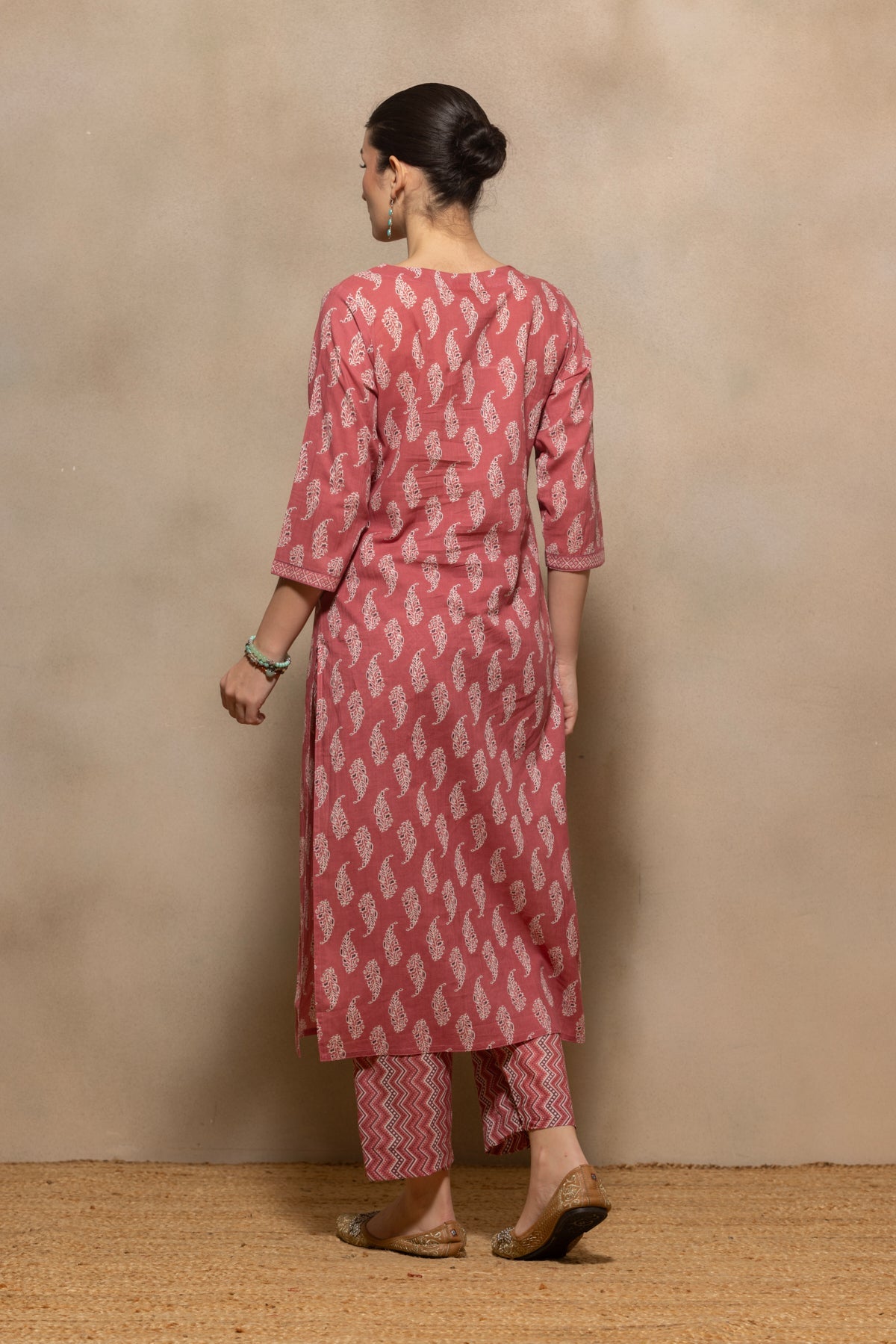 Pink Printed Kurta 3 Pcs Set