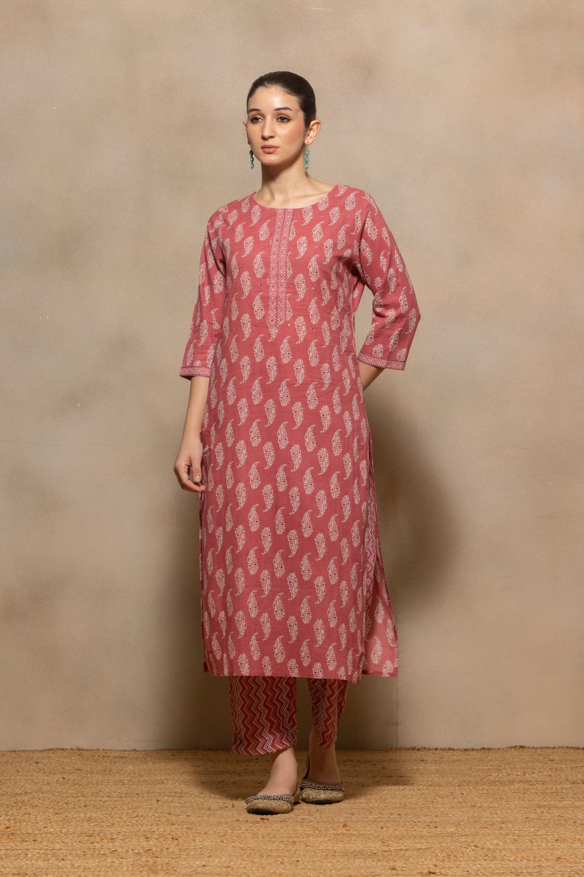 Pink Printed Kurta 3 Pcs Set
