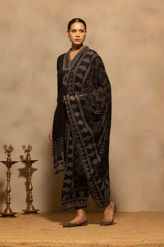 Black Bandhani Printed Kurta 3 Pcs Set