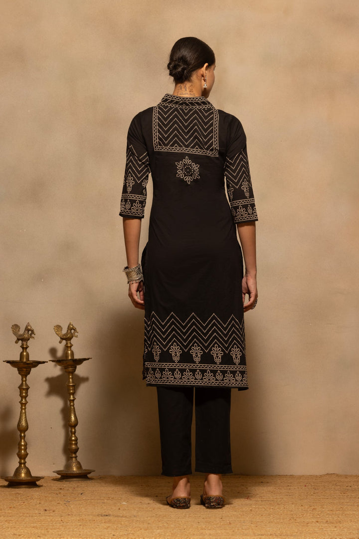 Black Bandhani Printed Kurta 3 Pcs Set