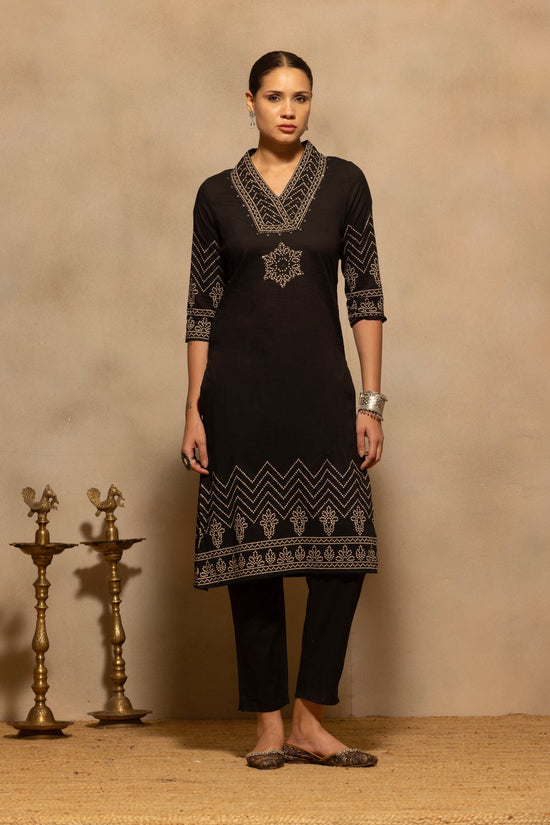 Black Bandhani Printed Kurta 3 Pcs Set