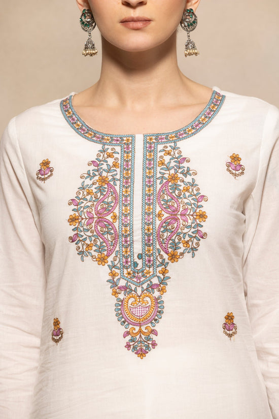 Cream Embroidered Kurta 3 Pcs Set