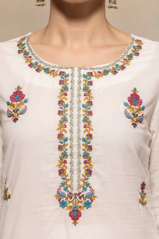 Cream Embroidered Kurta 3 Pcs Set