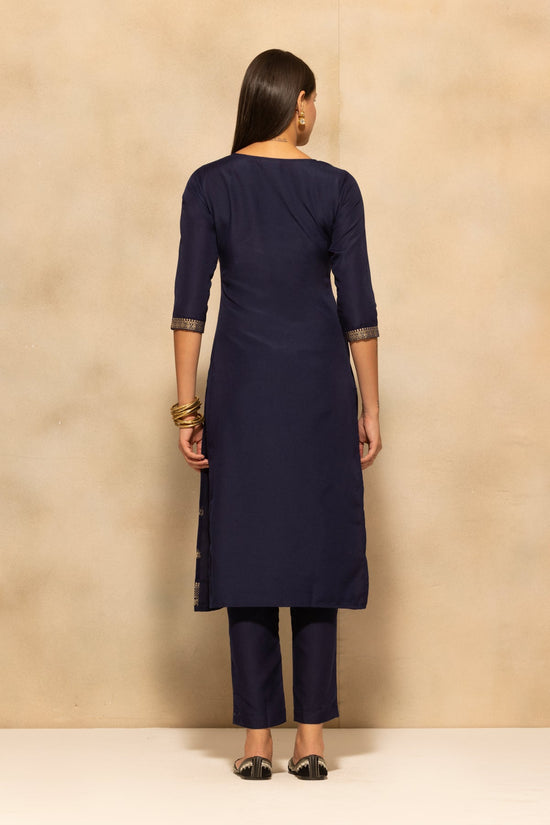 Navy Blue Printed Kurta 3 Pcs Set