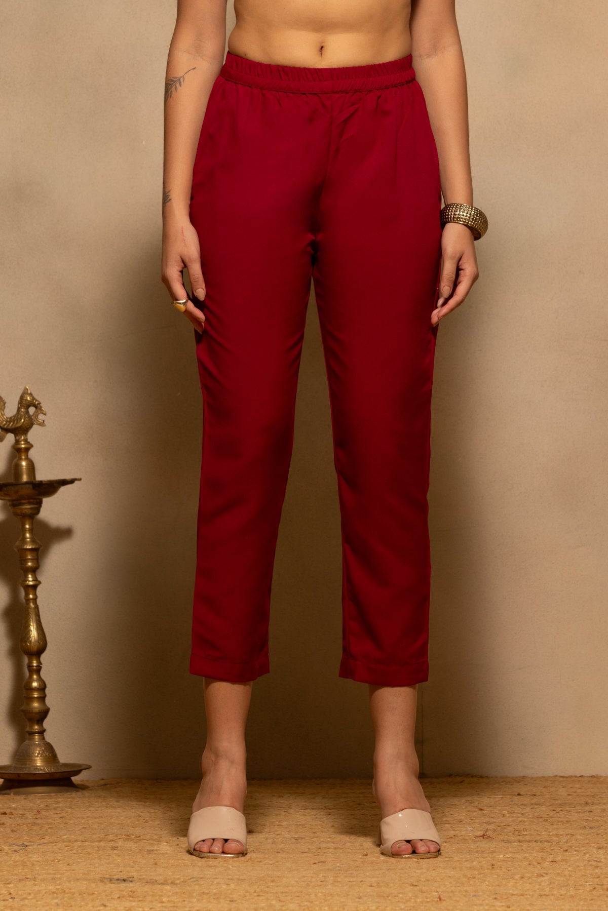 Maroon Printed Kurta 3 Pcs Set