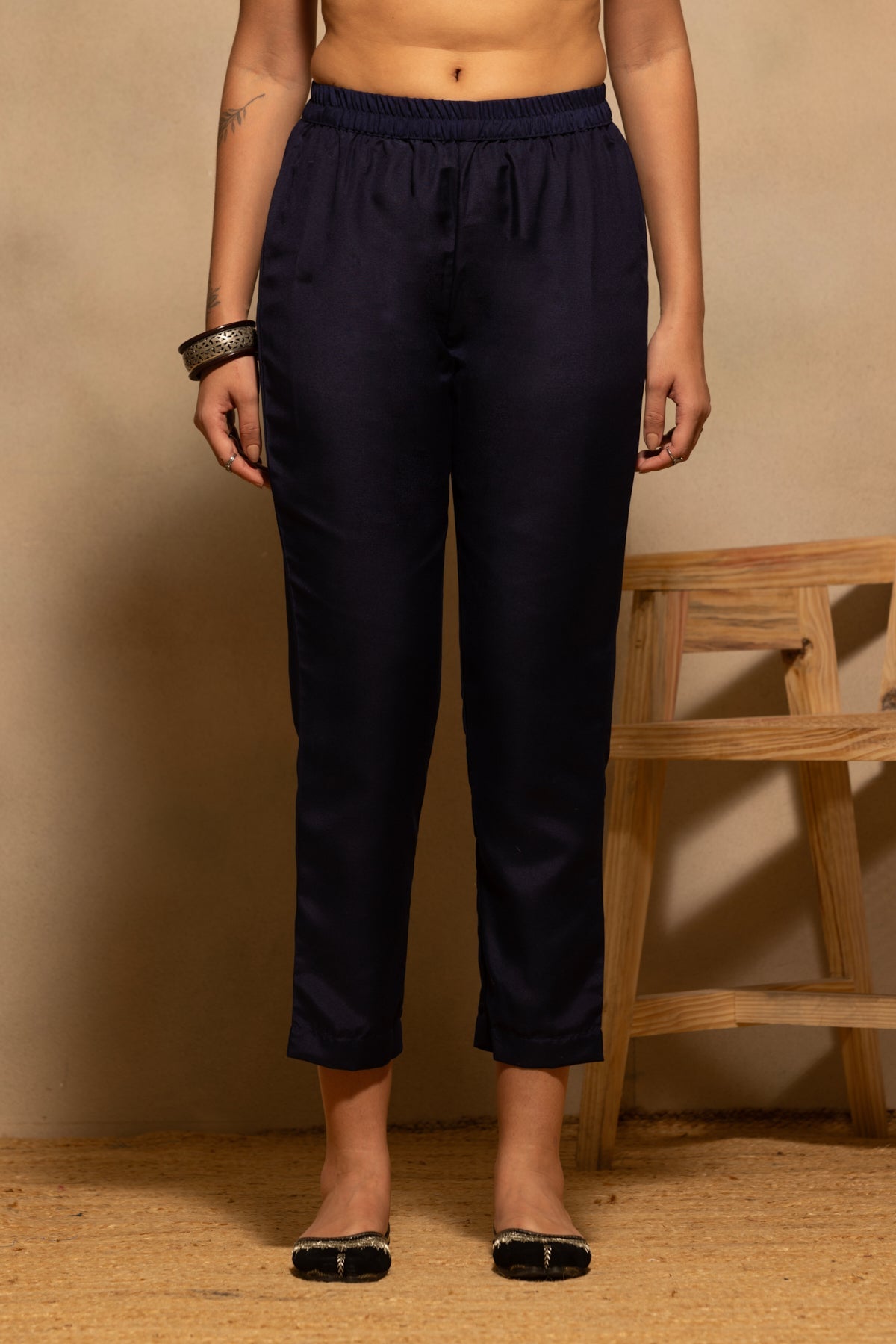 Navy Blue Printed Kurta 3 Pcs Set