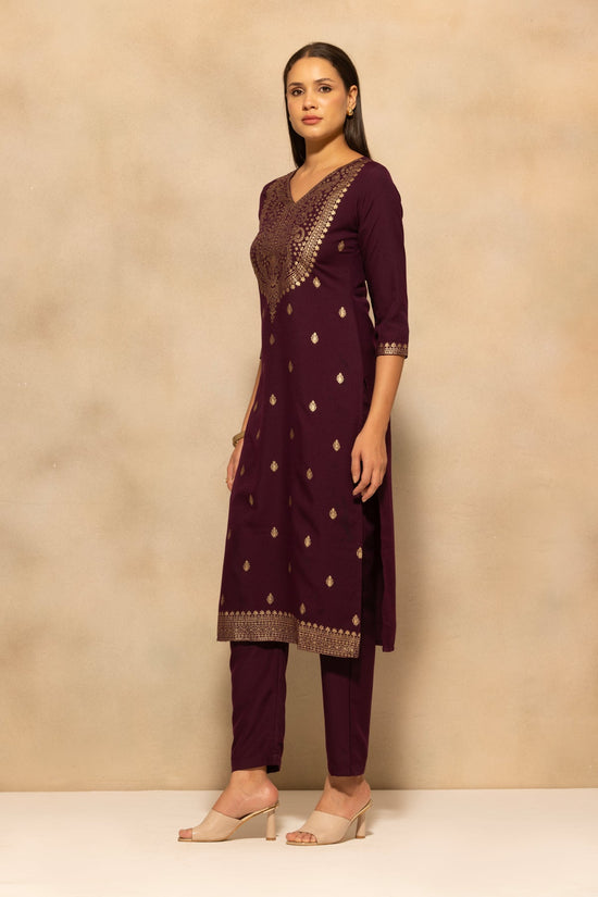Purple Printed Kurta 3 Pcs Set