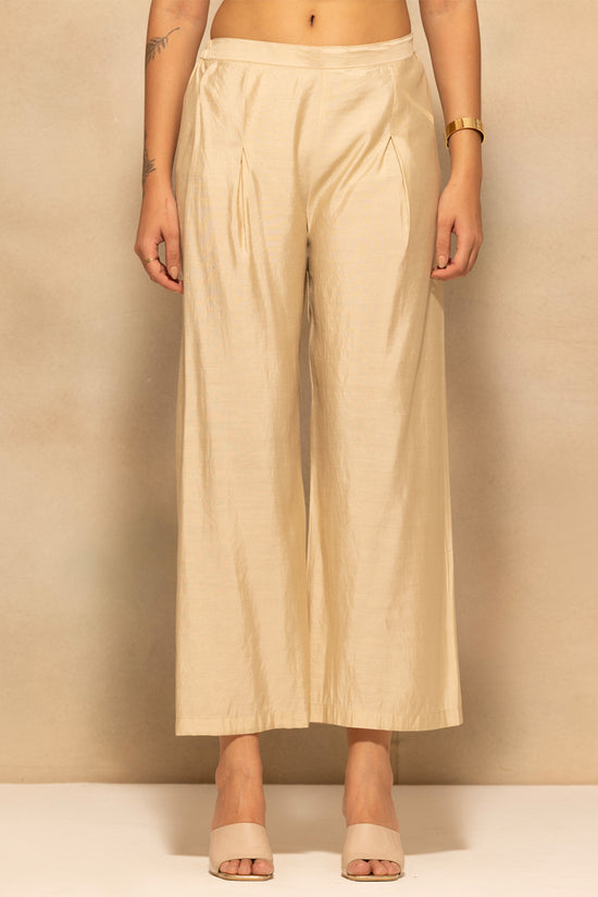 Beige Flared Embroidered Kurta 3 Pcs Set