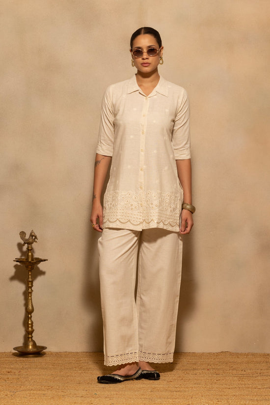 Beige Embroidered Co-Ord Set