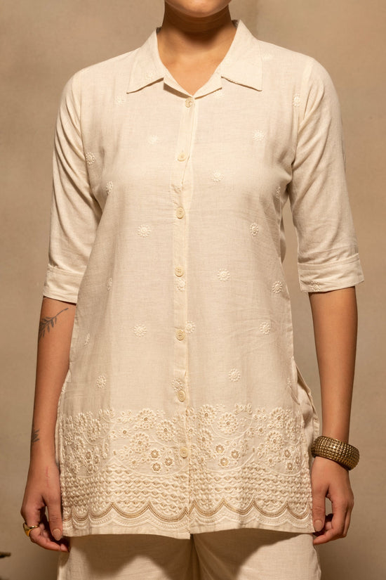 Beige Embroidered Co-Ord Set