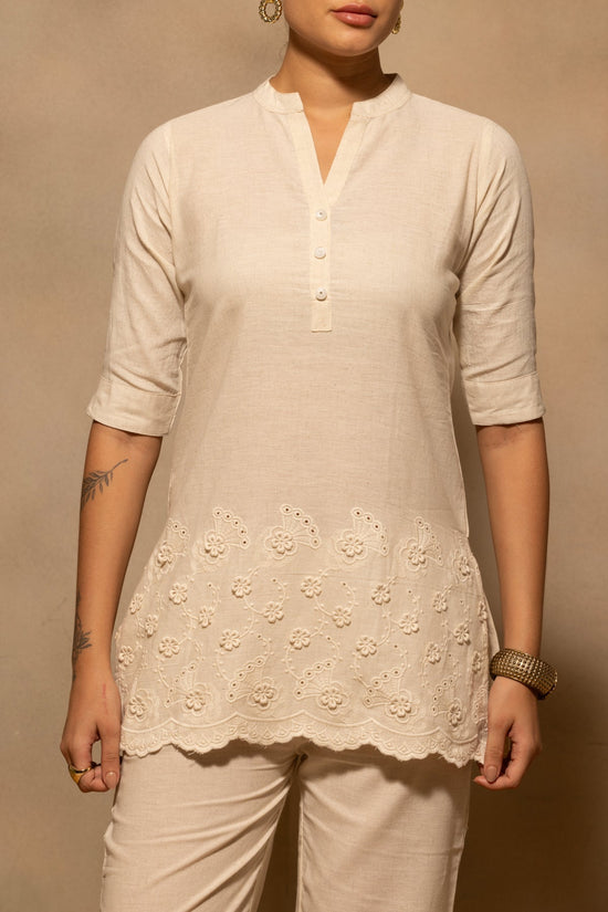 Beige Embroidered Co-Ord Set