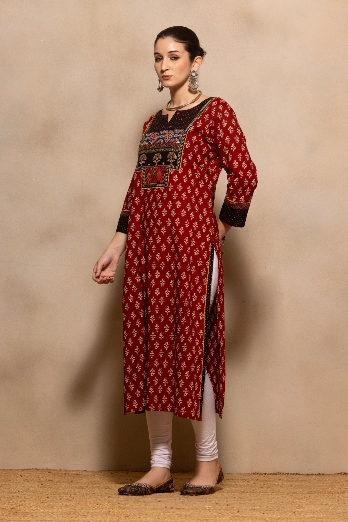Rust Printed Kurta