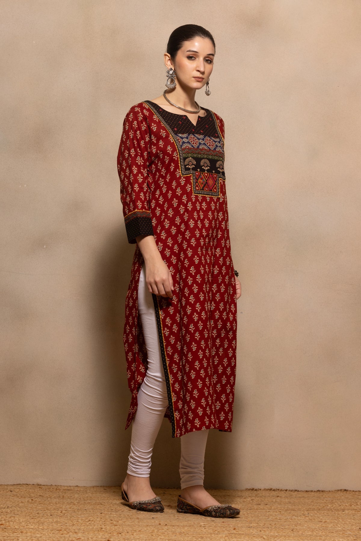 Rust Printed Kurta