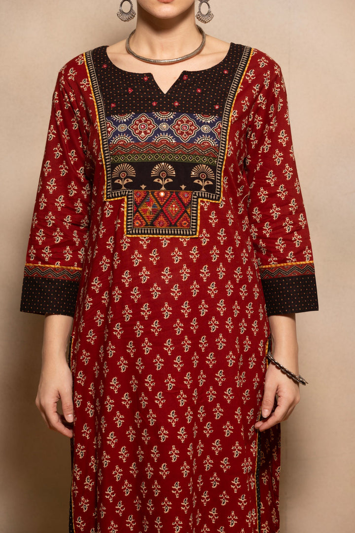 Rust Printed Kurta