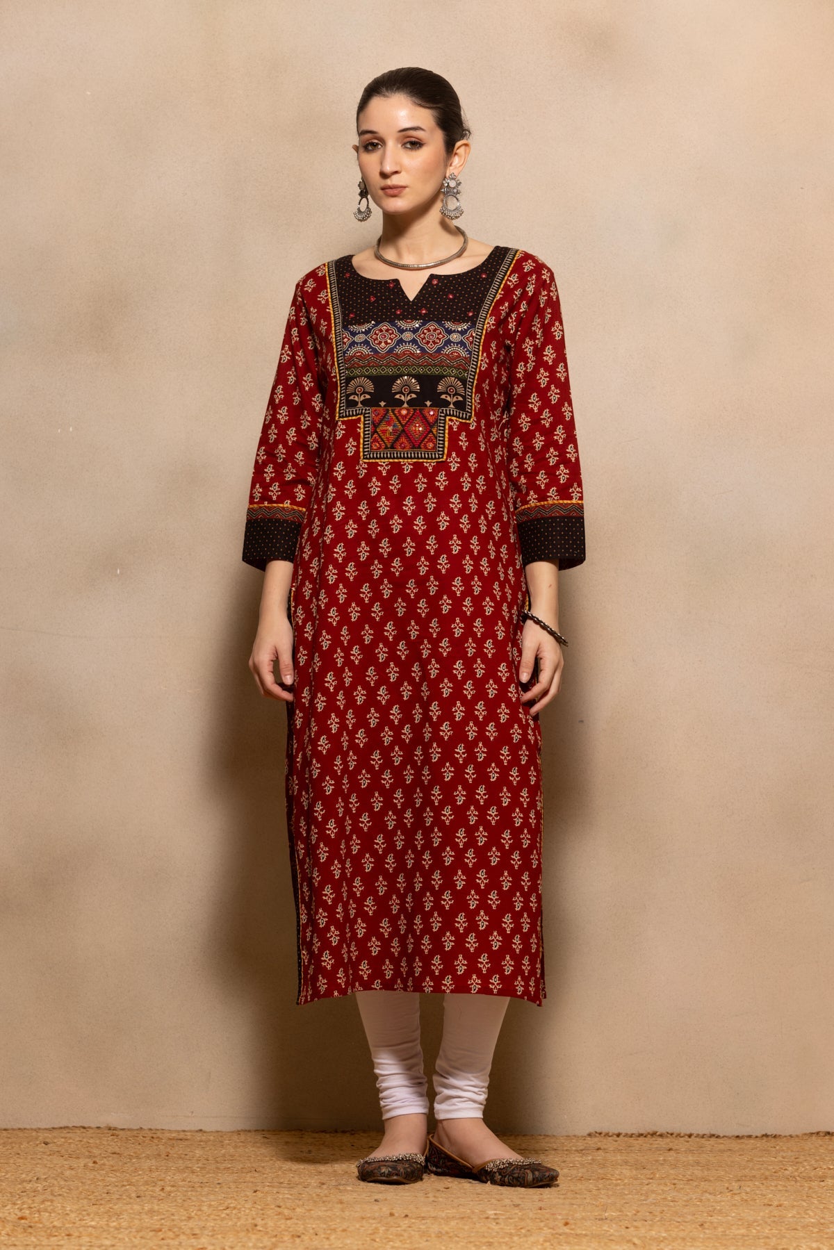 Rust Printed Kurta