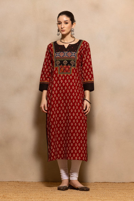 Rust Printed Kurta