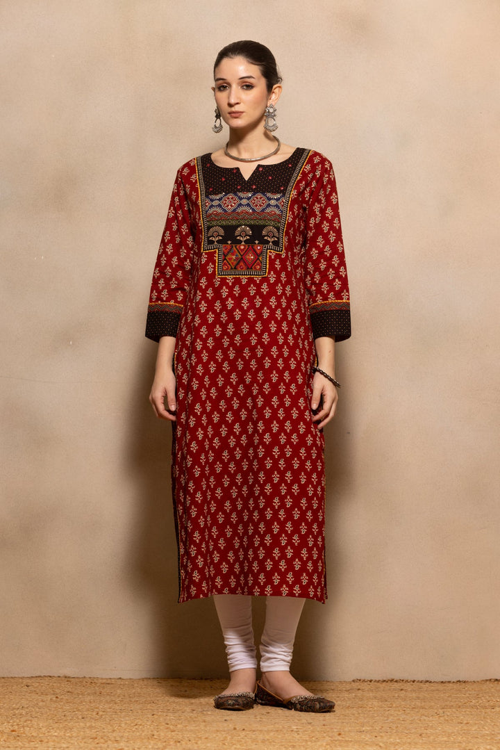 Rust Printed Kurta