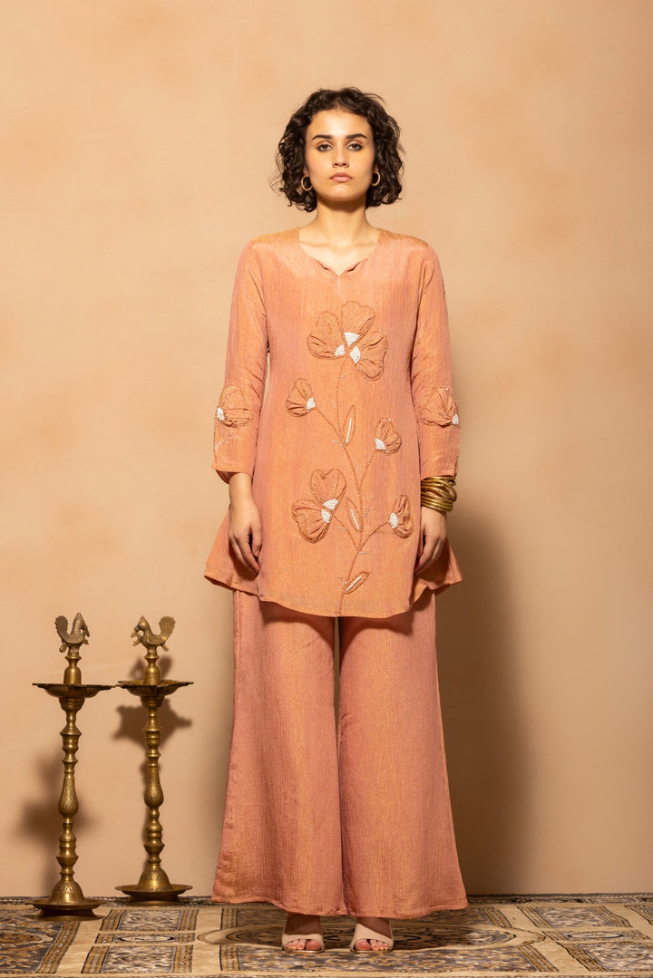 Pink A-line Self-Design Co-Ord Set