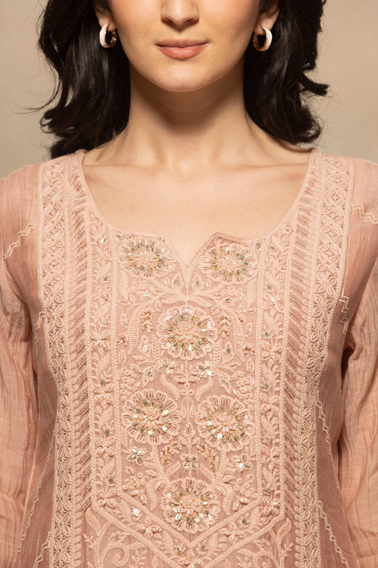 Pink Embellished Kurta 3 Pcs Set