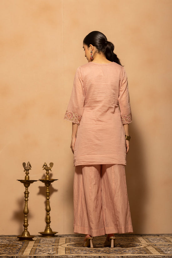Pink A-line Embroidered Kurta 3 Pcs Set