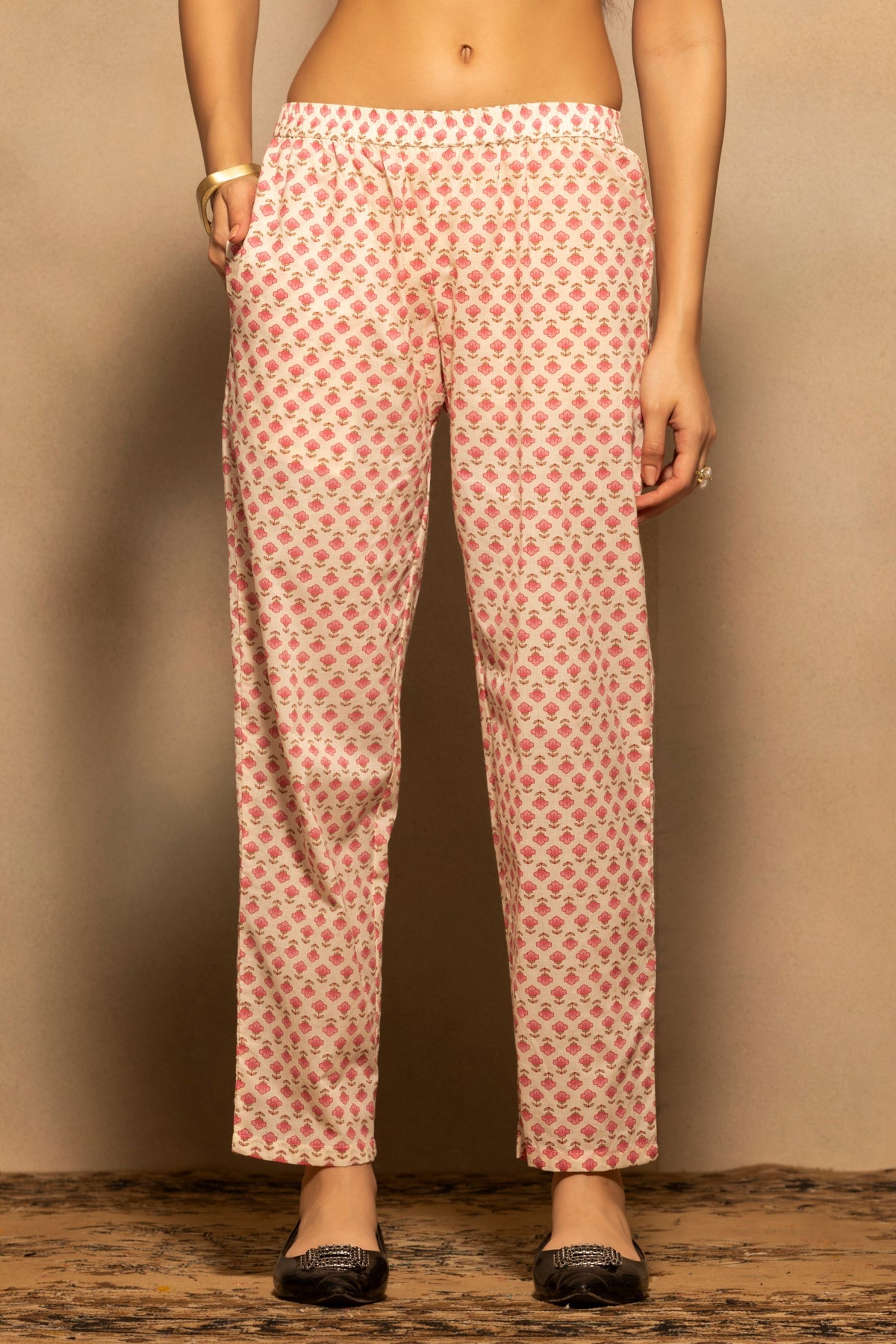 Cream Floral Printed Kurta 3 Pcs Set