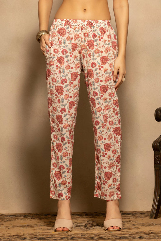 Cream Floral Printed Kurta 3 Pcs Set