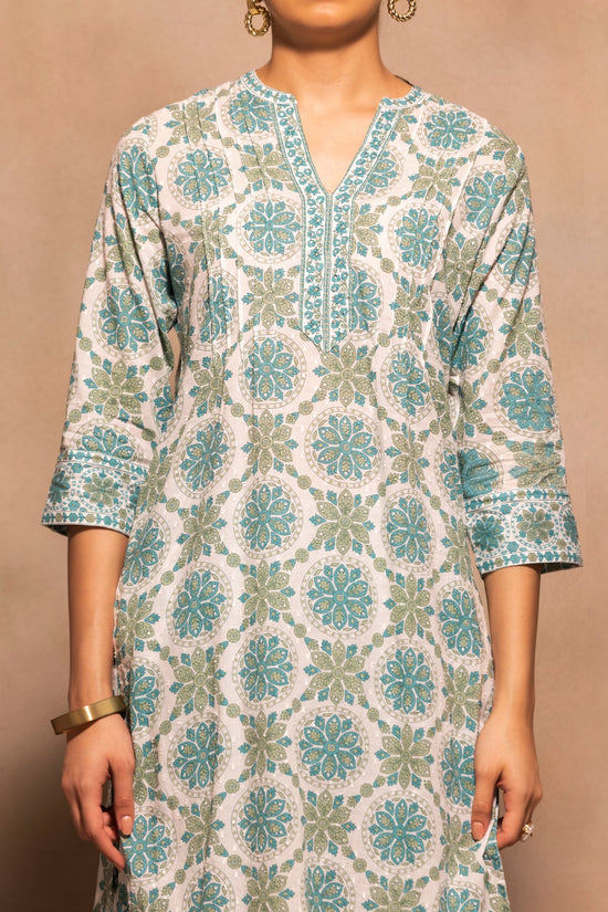 White Printed Kurta 3 Pcs Set