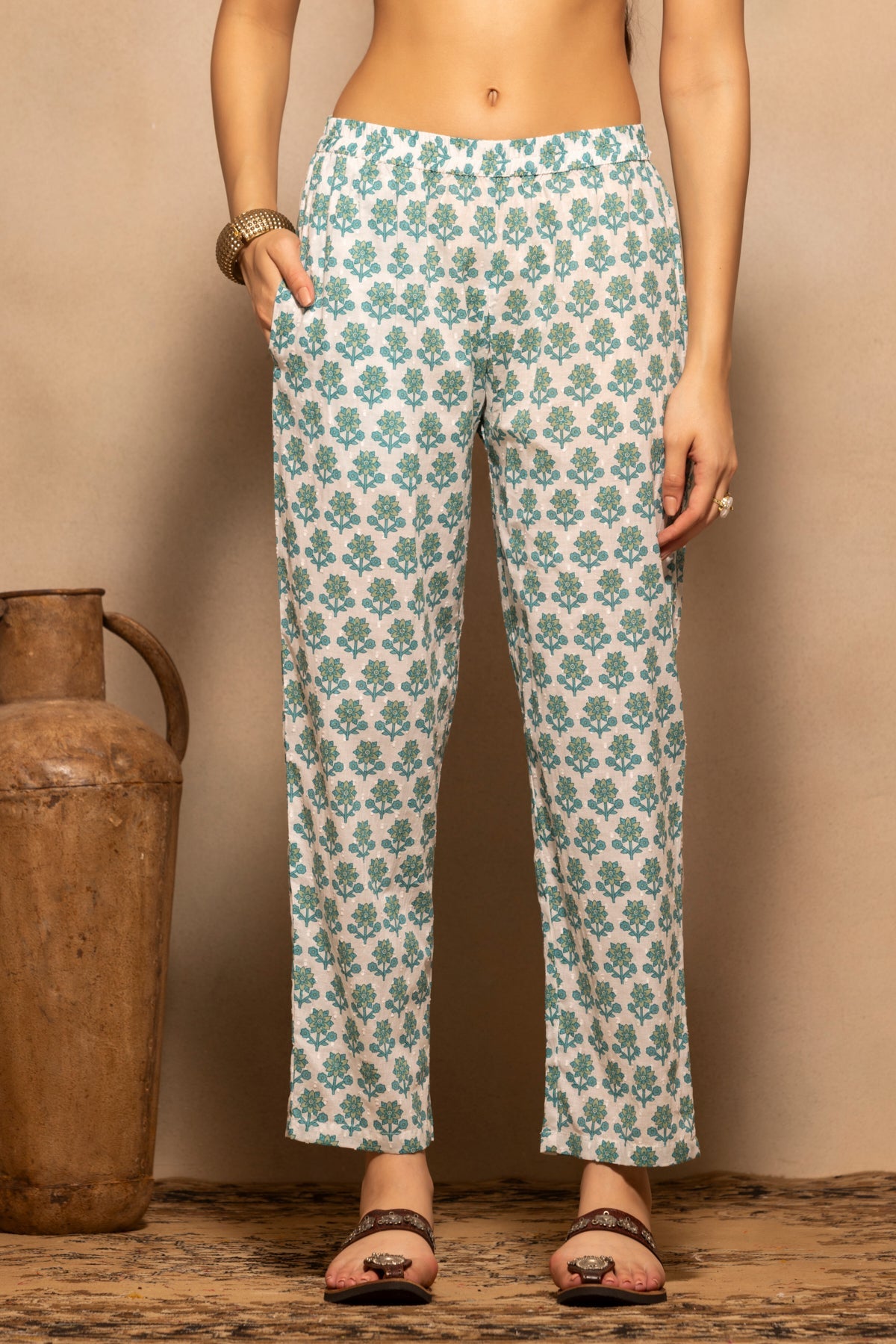 White Printed Kurta 3 Pcs Set
